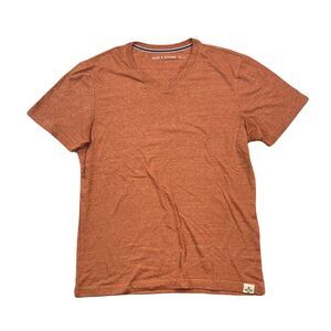 Sun + Stone V-Neck T-Shirt Mens Medium Copper‎ Rust Short Sleeve
